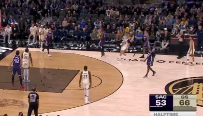 世界杯高清直播软件-半场：勇士以66-53领先国王，库里7投4中砍下14分3篮板